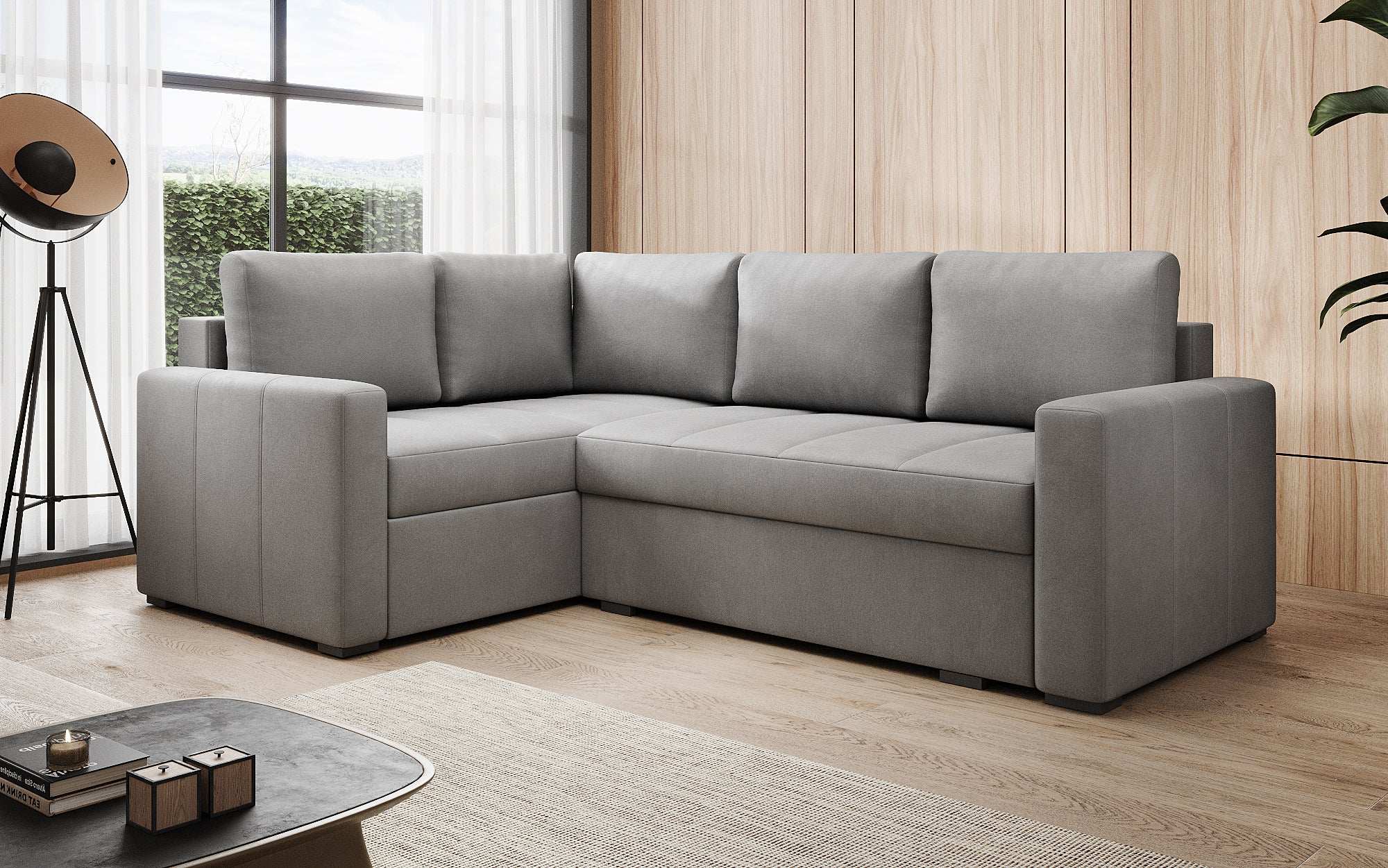 Designer Sofa Cortino mat Schlooffunktioun an Stauraum