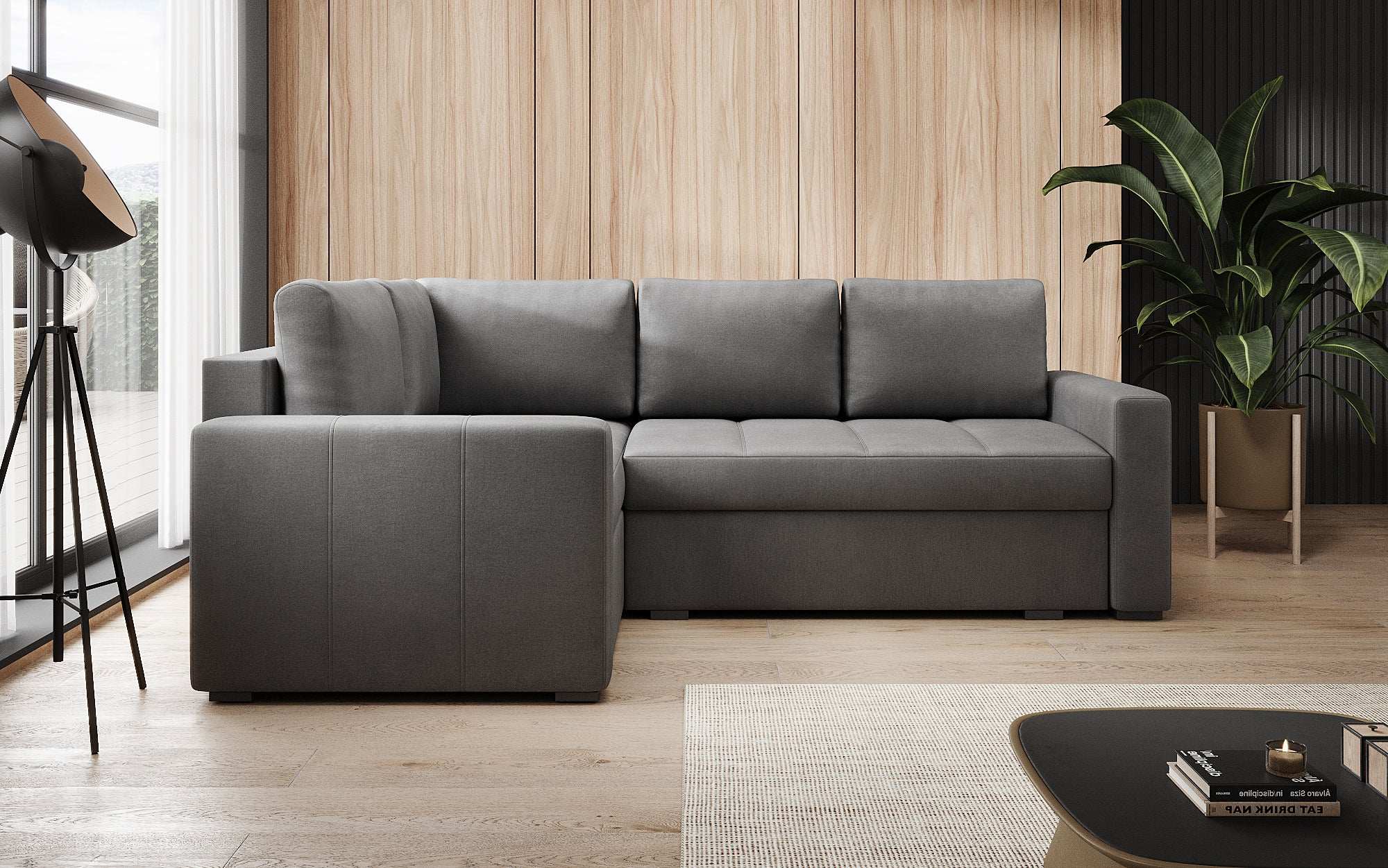 Designer Sofa Cortino mat Schlooffunktioun an Stauraum