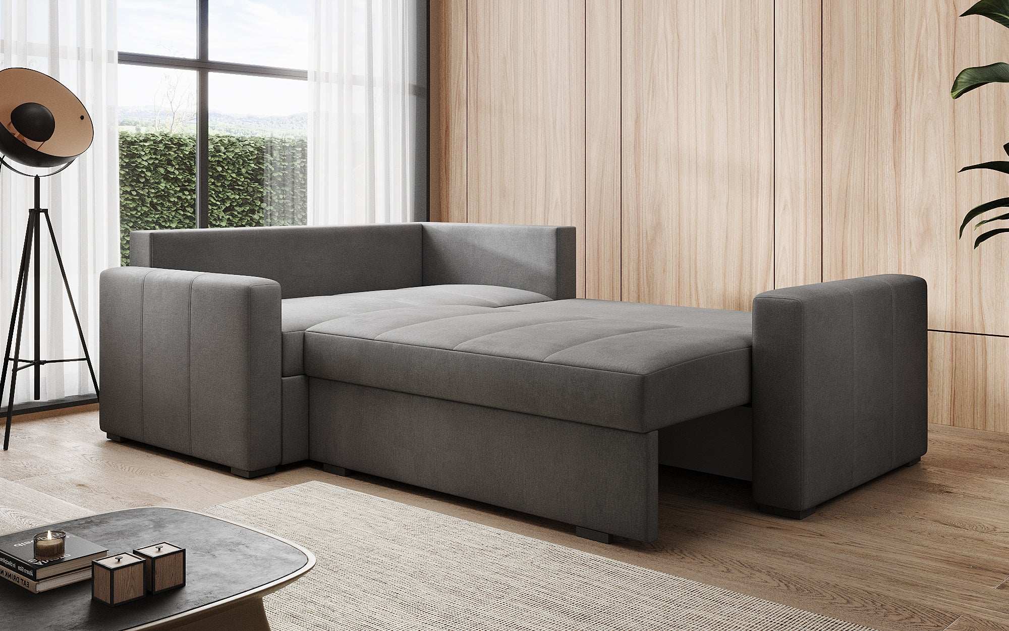 Designer Sofa Cortino mat Schlooffunktioun an Stauraum