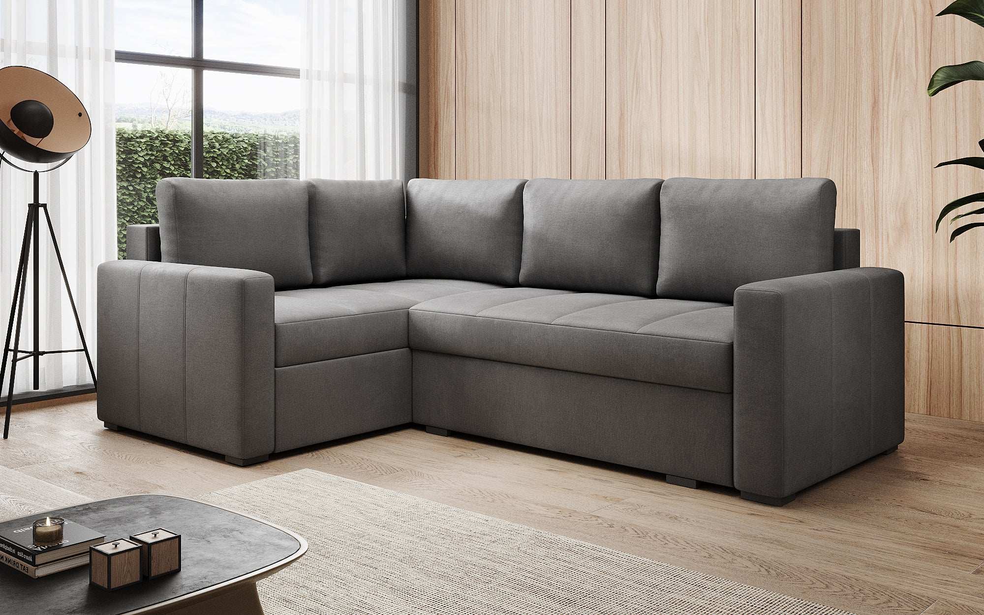 Designer Sofa Cortino mat Schlooffunktioun an Stauraum