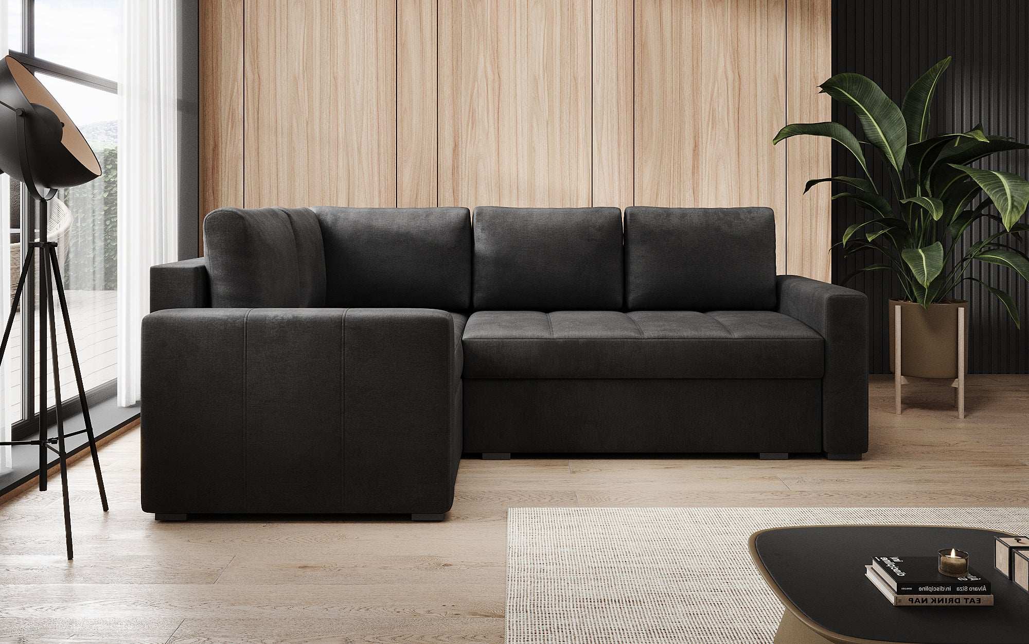 Designer Sofa Cortino mat Schlooffunktioun an Stauraum