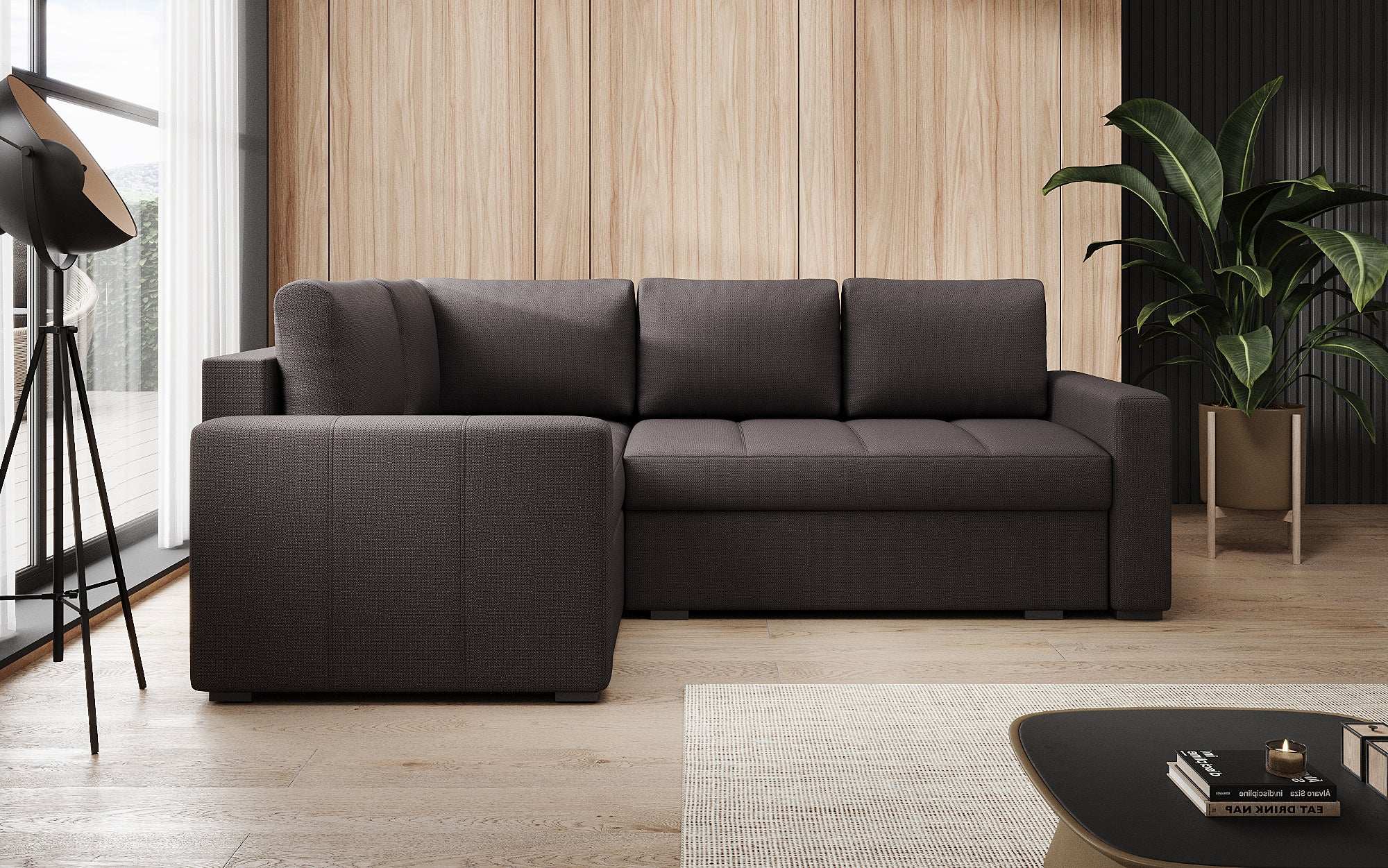 Designer Sofa Cortino mat Schlooffunktioun an Stauraum