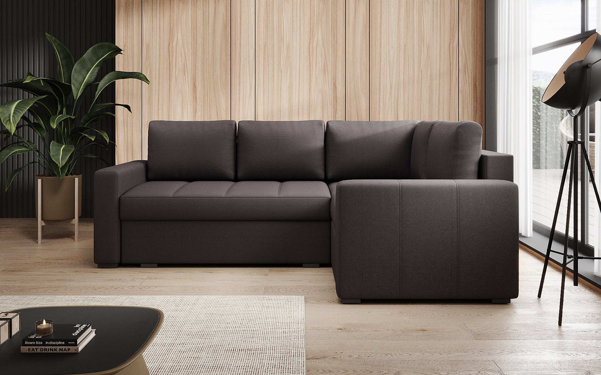 Designer Sofa Cortino mat Schlooffunktioun an Stauraum