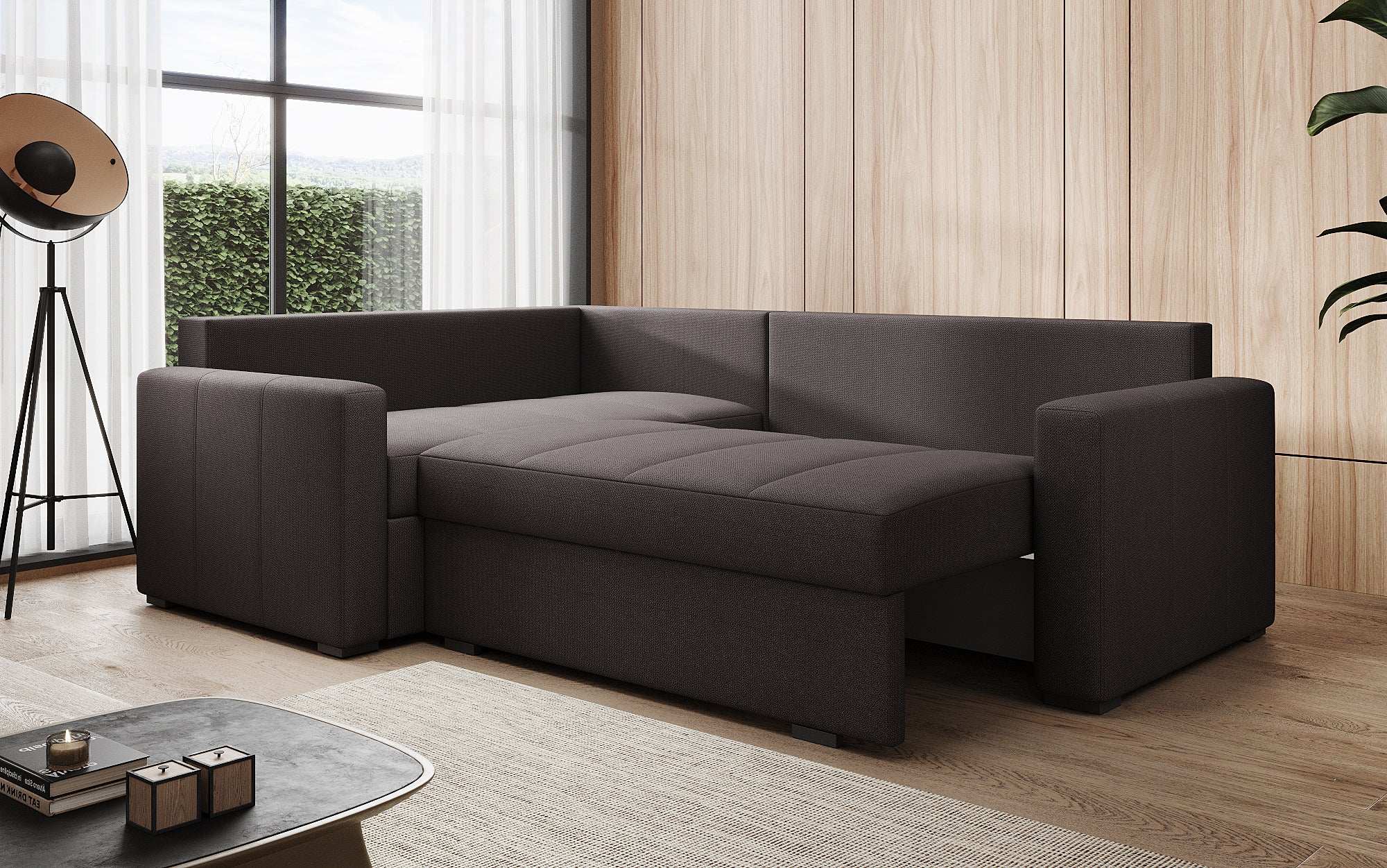 Designer Sofa Cortino mat Schlooffunktioun an Stauraum