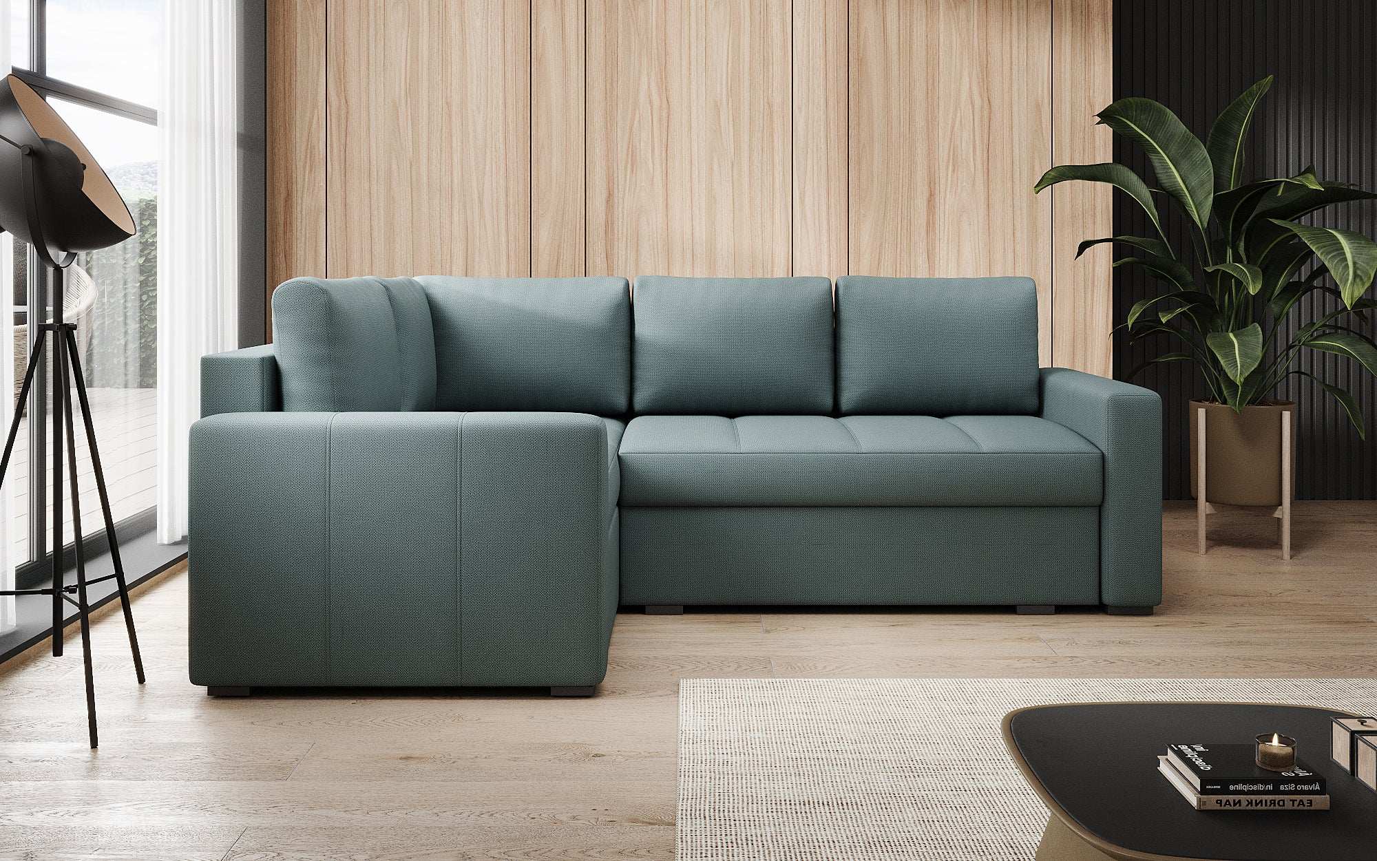 Designer Sofa Cortino mat Schlooffunktioun an Stauraum