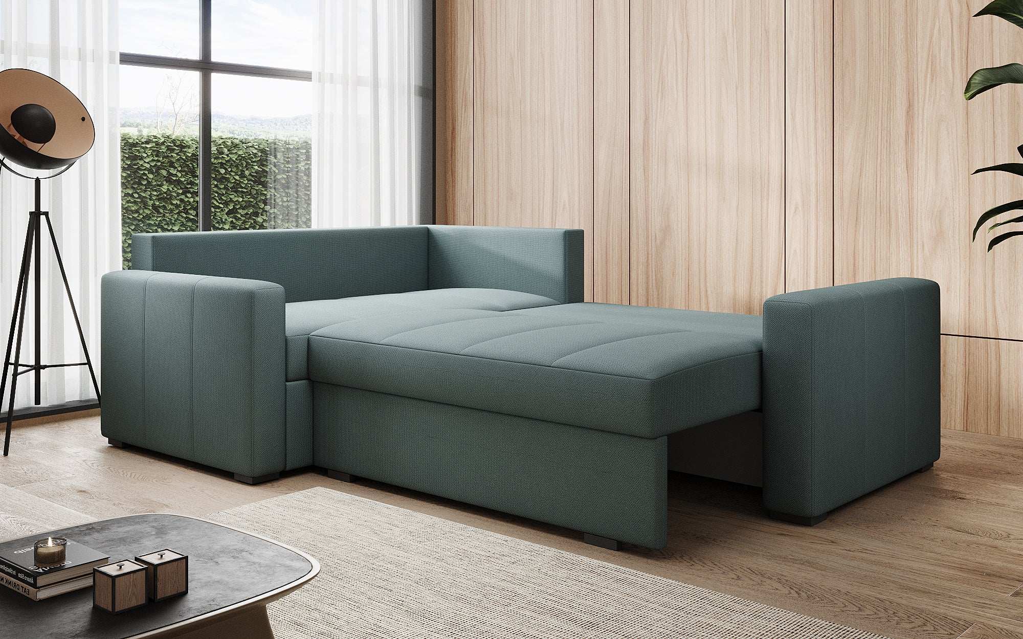 Designer Sofa Cortino mat Schlooffunktioun an Stauraum