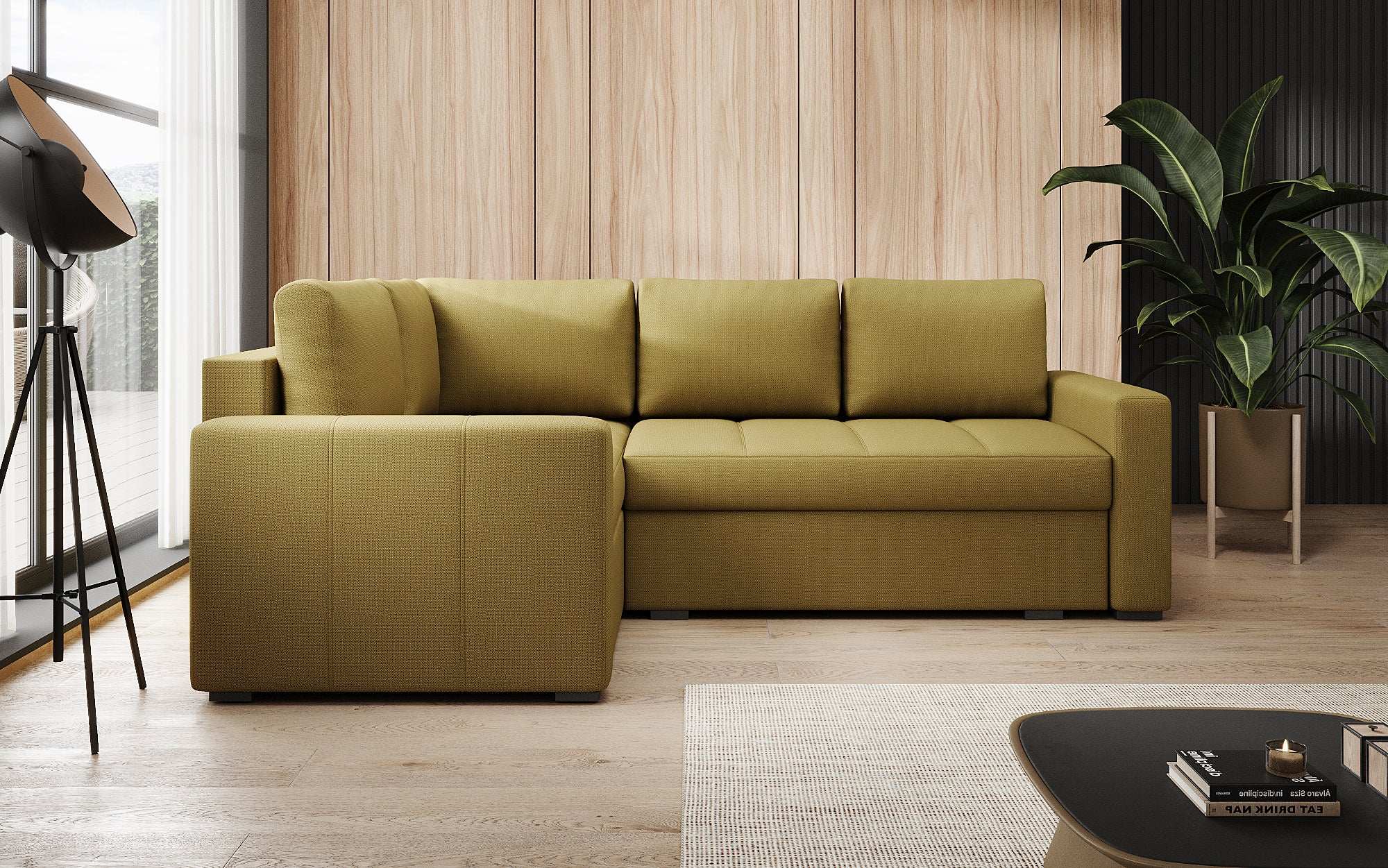 Designer Sofa Cortino mat Schlooffunktioun an Stauraum