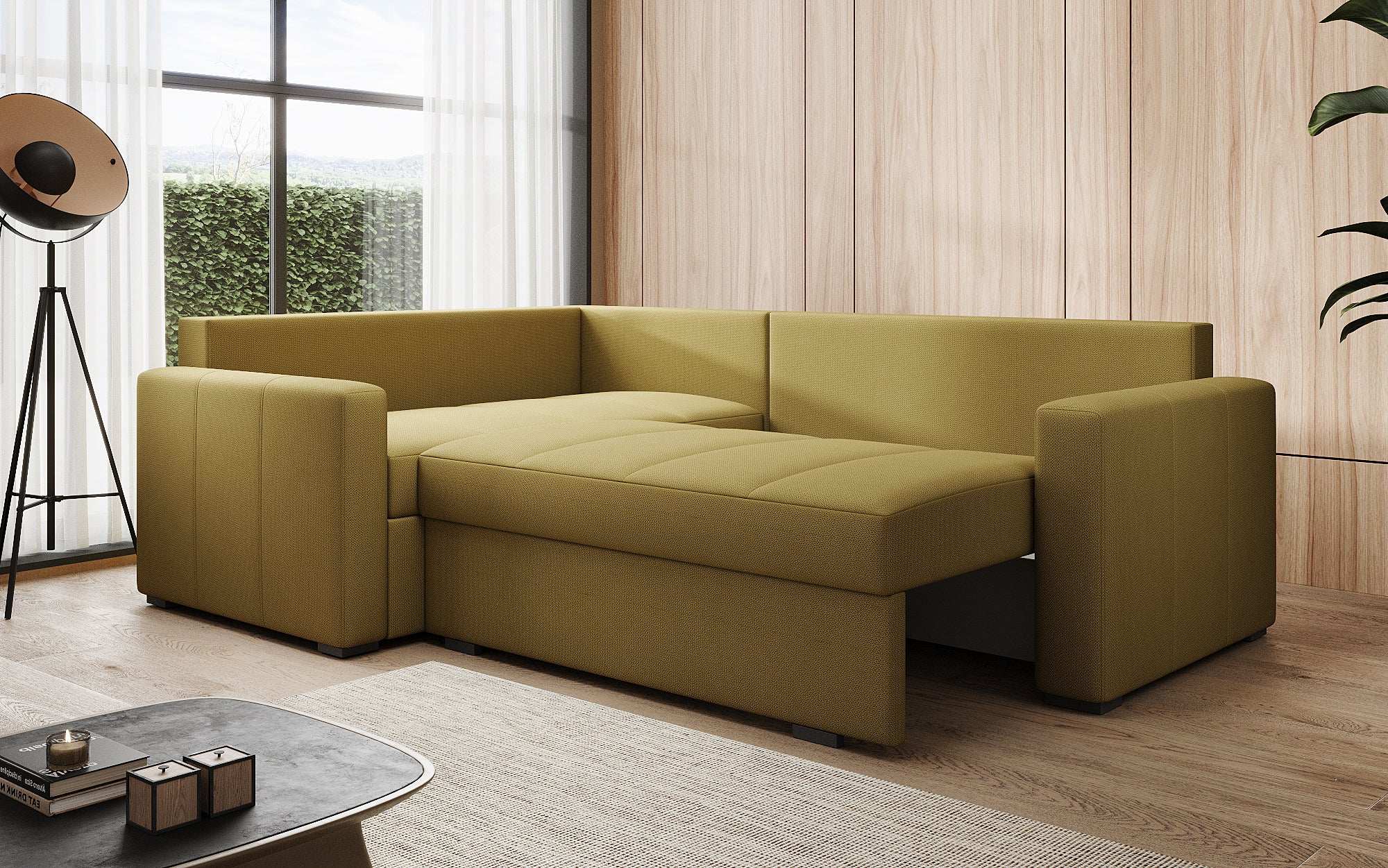 Designer Sofa Cortino mat Schlooffunktioun an Stauraum
