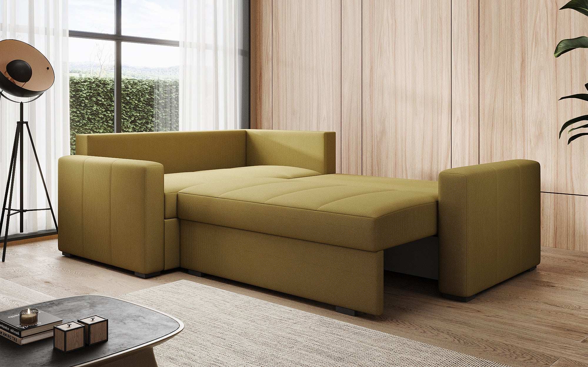 Designer Sofa Cortino mat Schlooffunktioun an Stauraum
