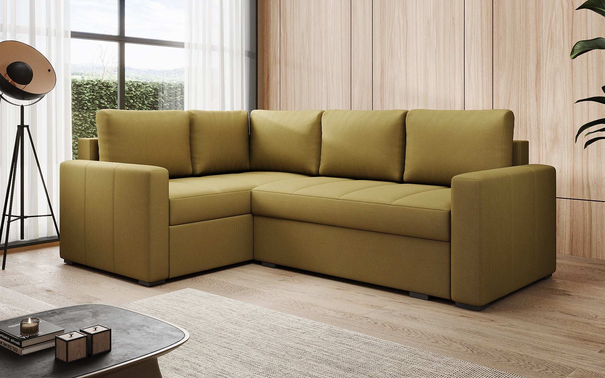 Designer Sofa Cortino mat Schlooffunktioun an Stauraum