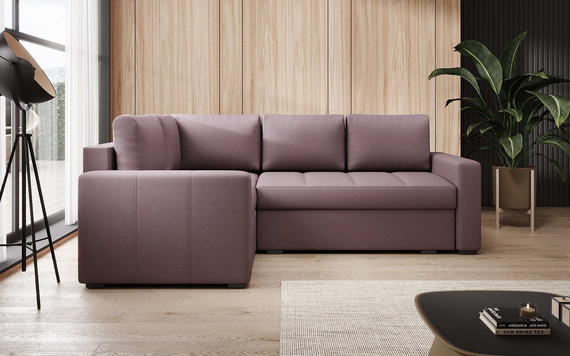 Designer Sofa Cortino mat Schlooffunktioun an Stauraum