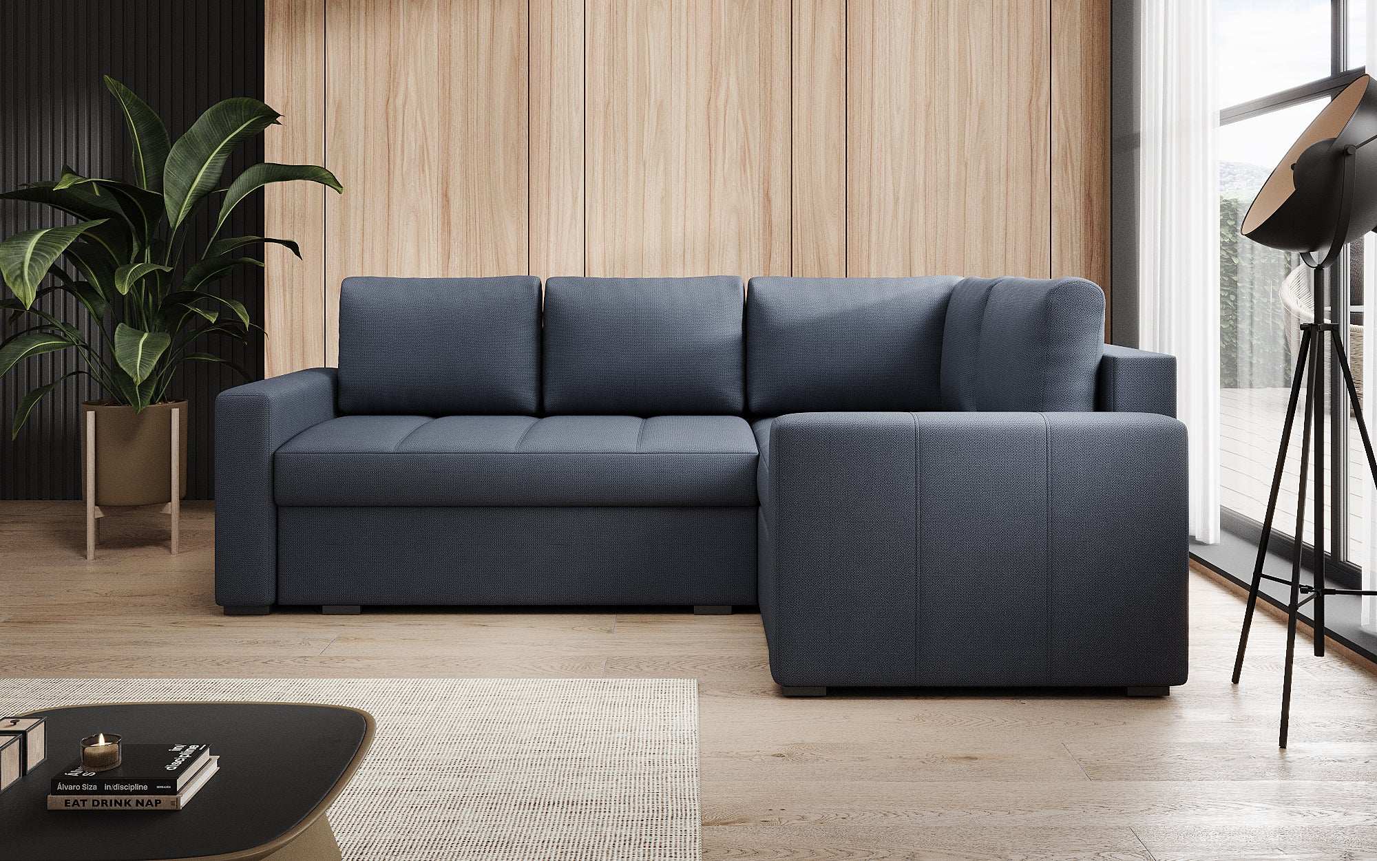 Designer Sofa Cortino mat Schlooffunktioun an Stauraum