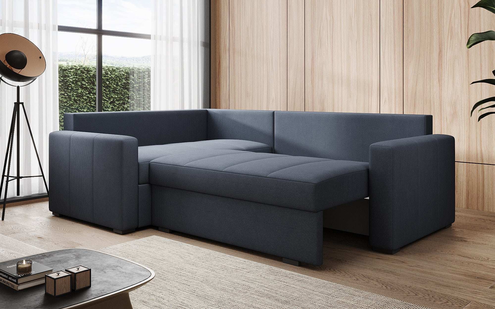 Designer Sofa Cortino mat Schlooffunktioun an Stauraum