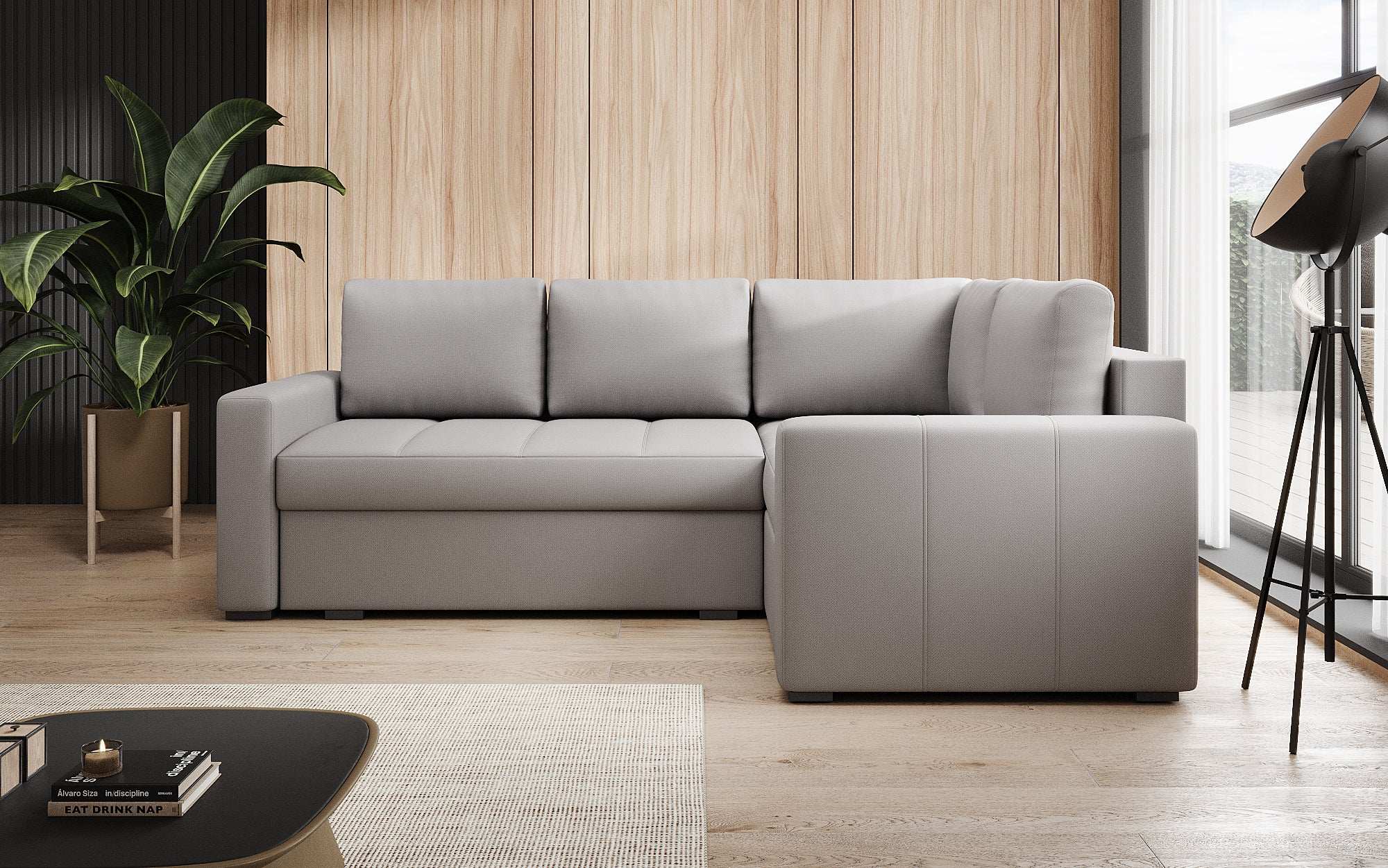 Designer Sofa Cortino mat Schlooffunktioun an Stauraum