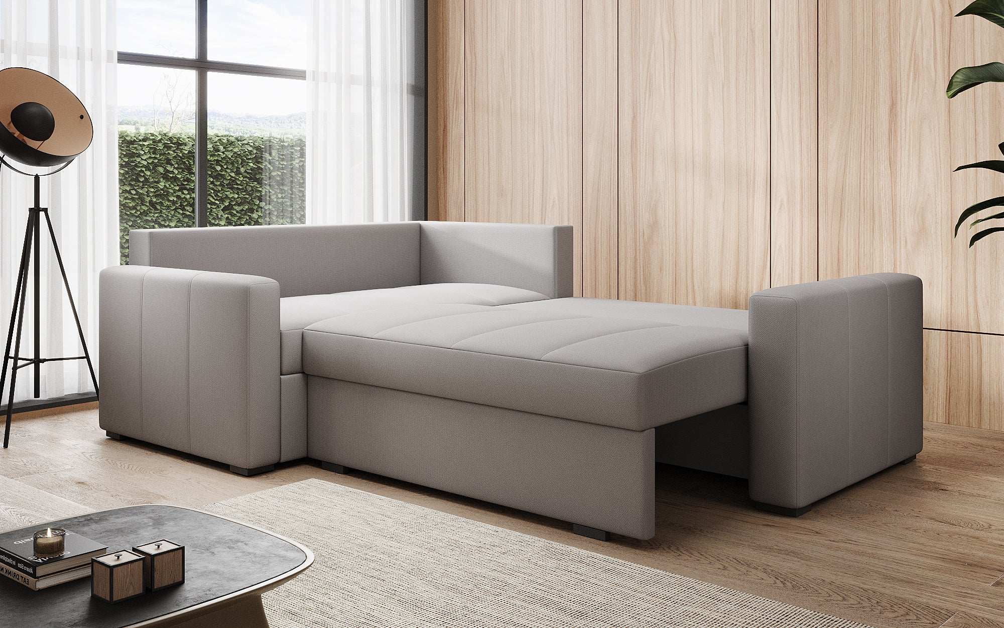 Designer Sofa Cortino mat Schlooffunktioun an Stauraum