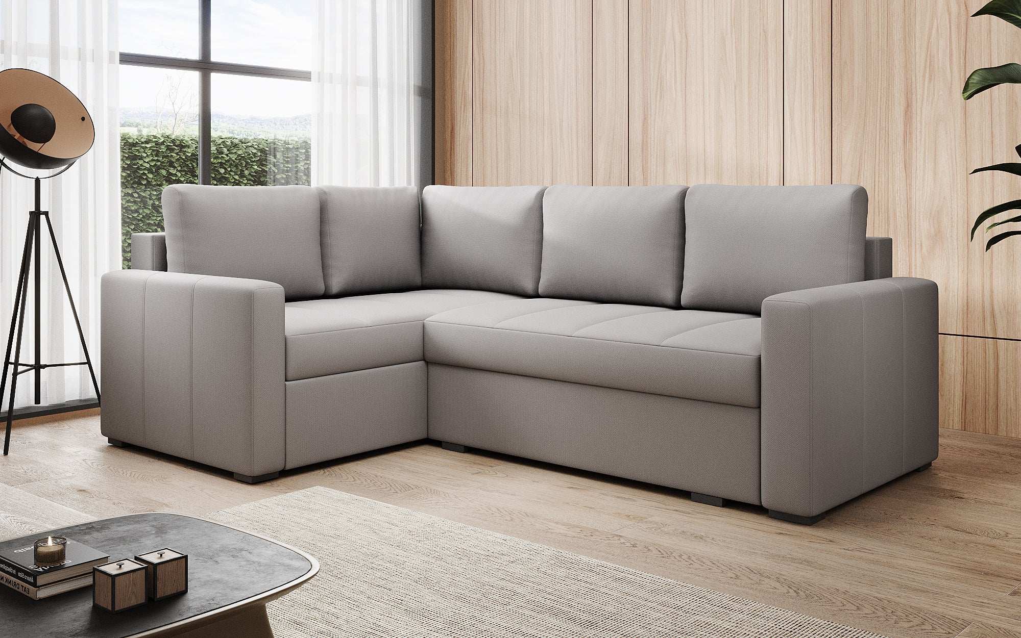 Designer Sofa Cortino mat Schlooffunktioun an Stauraum