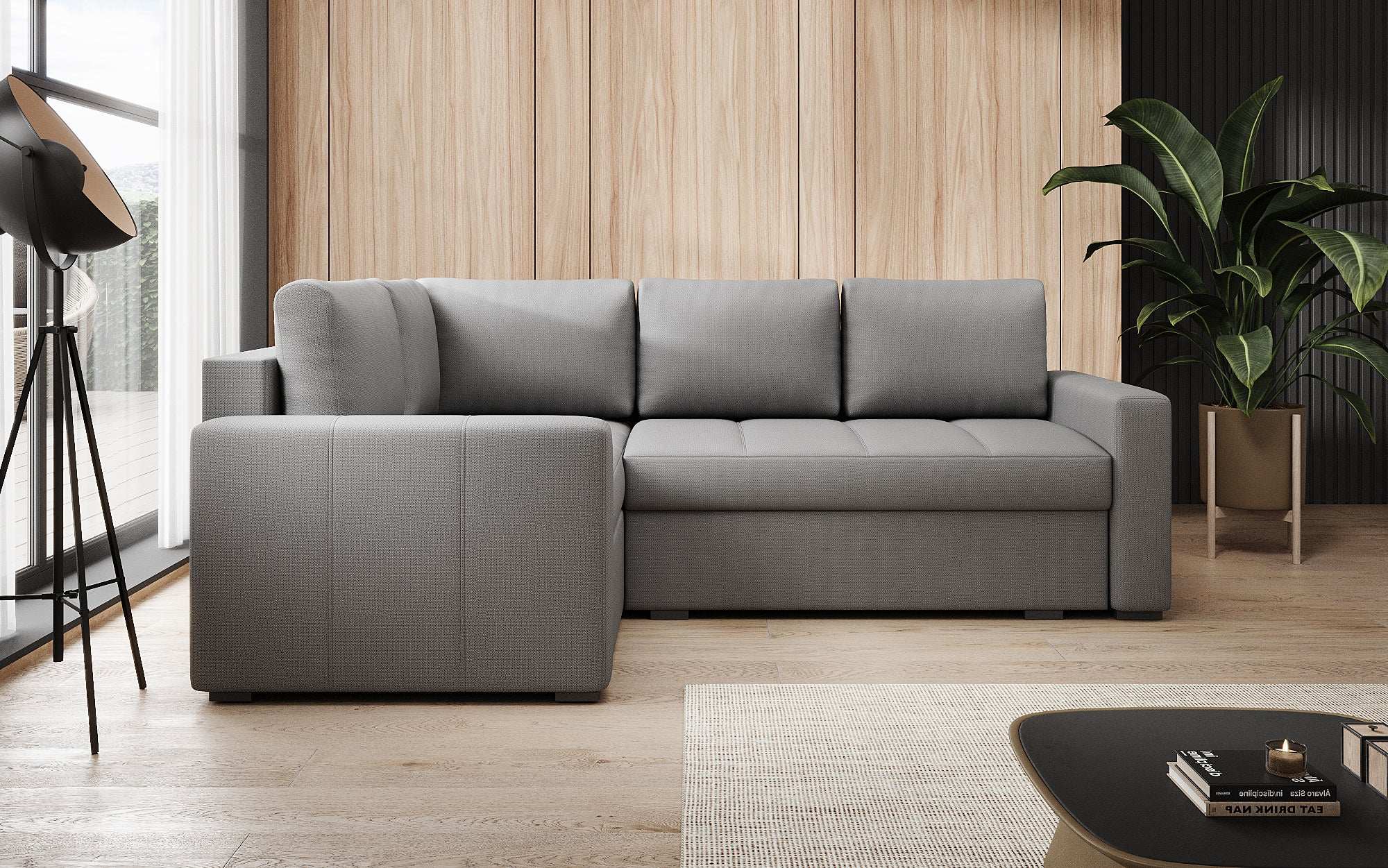 Designer Sofa Cortino mat Schlooffunktioun an Stauraum