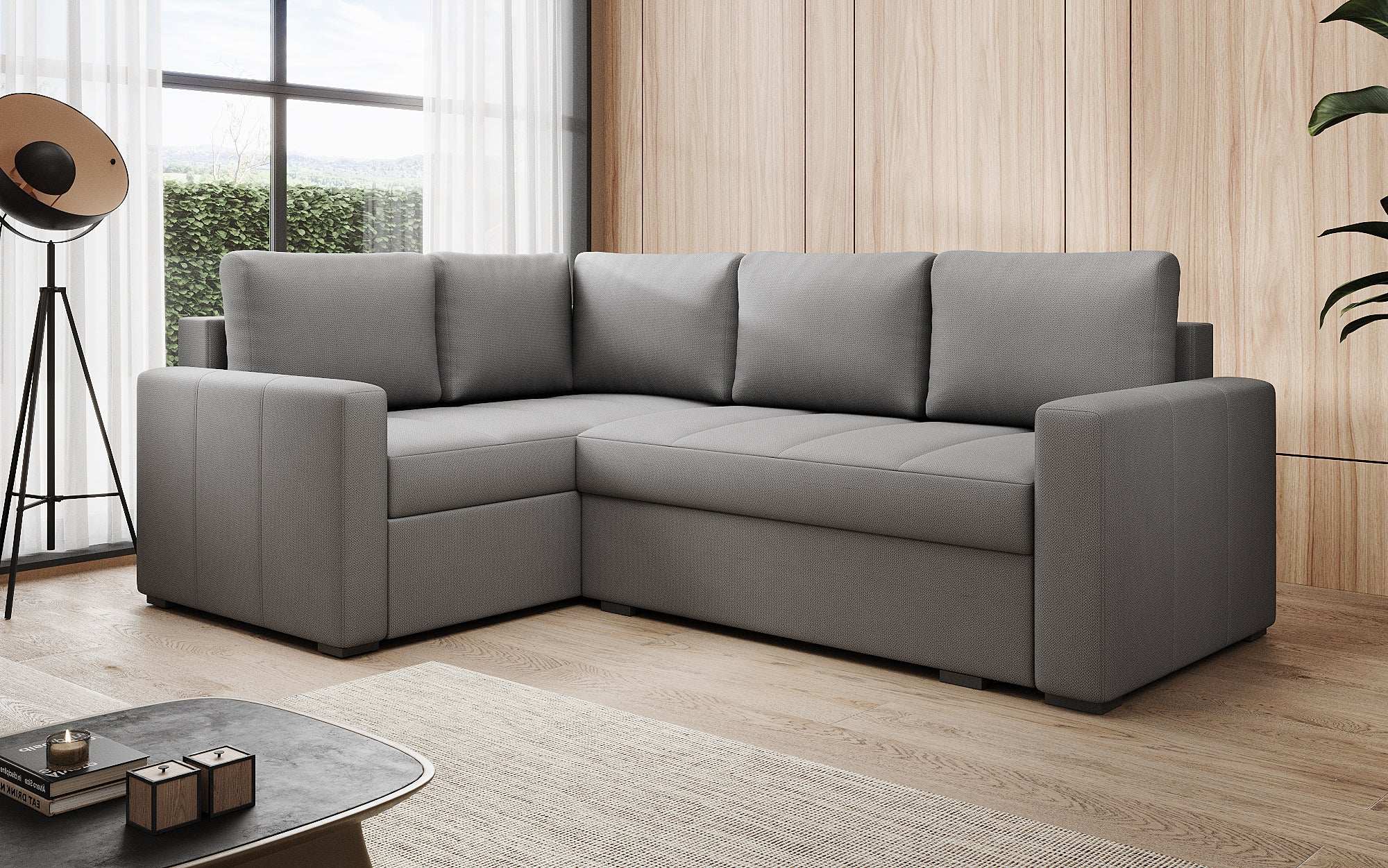 Designer Sofa Cortino mat Schlooffunktioun an Stauraum