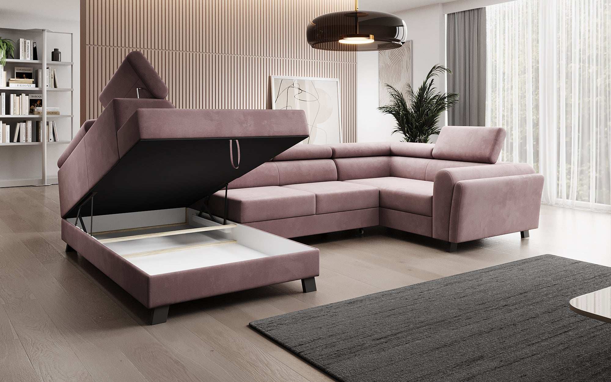 Designer Sofa Emilio mat Schlof- a Klappfunktioun