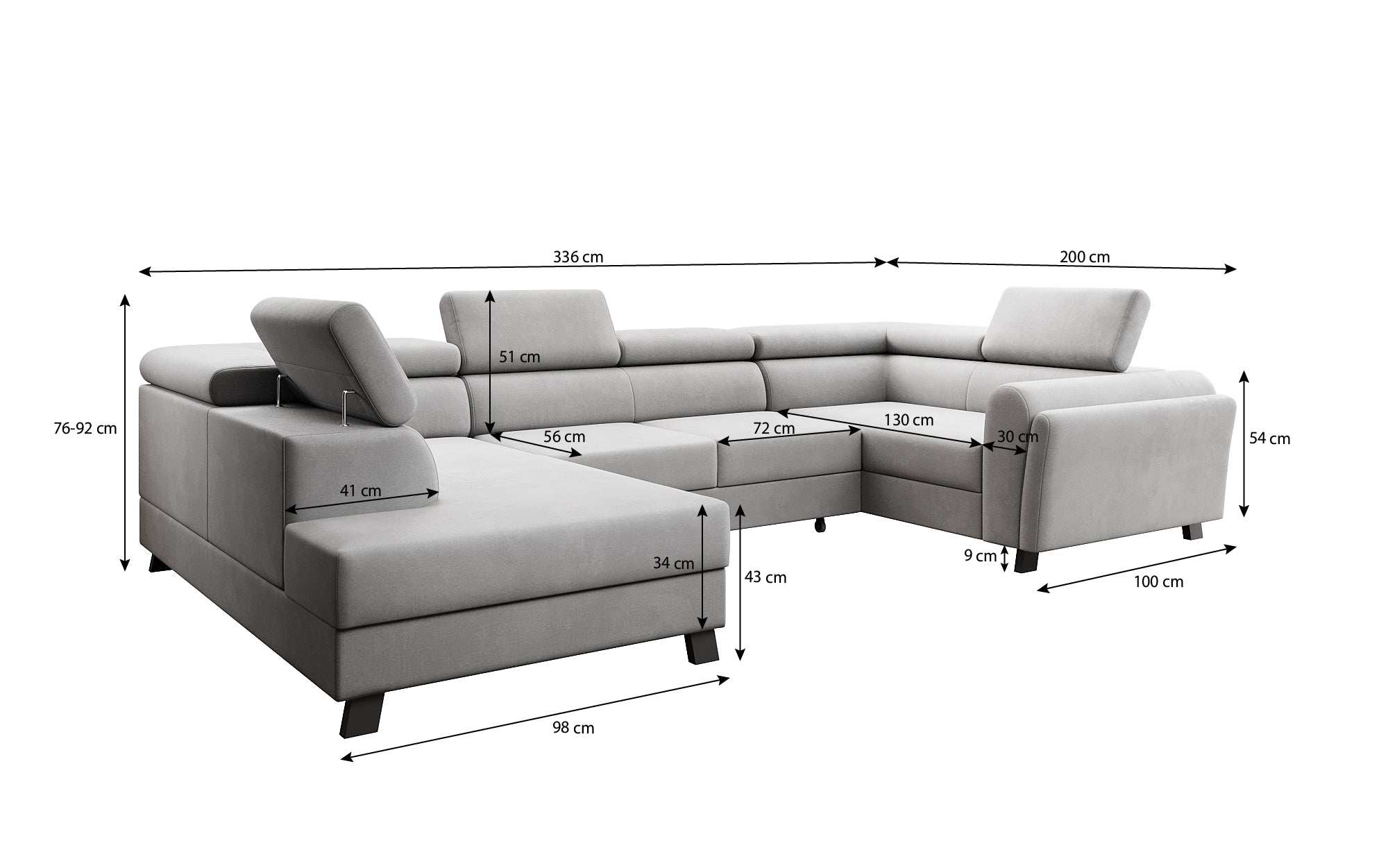 Designer Sofa Emilio mat Schlof- a Klappfunktioun