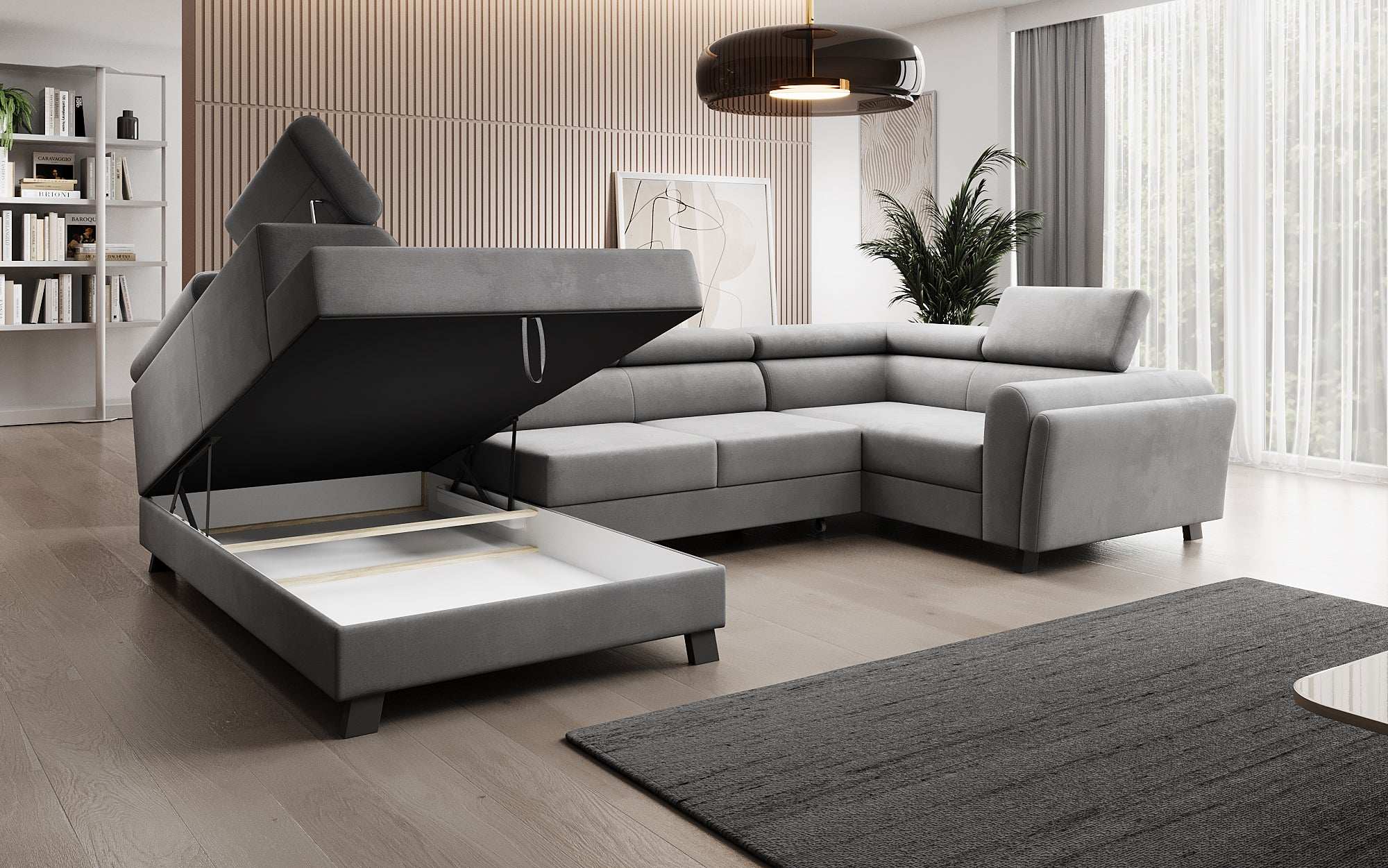 Designer Sofa Emilio mat Schlof- a Klappfunktioun