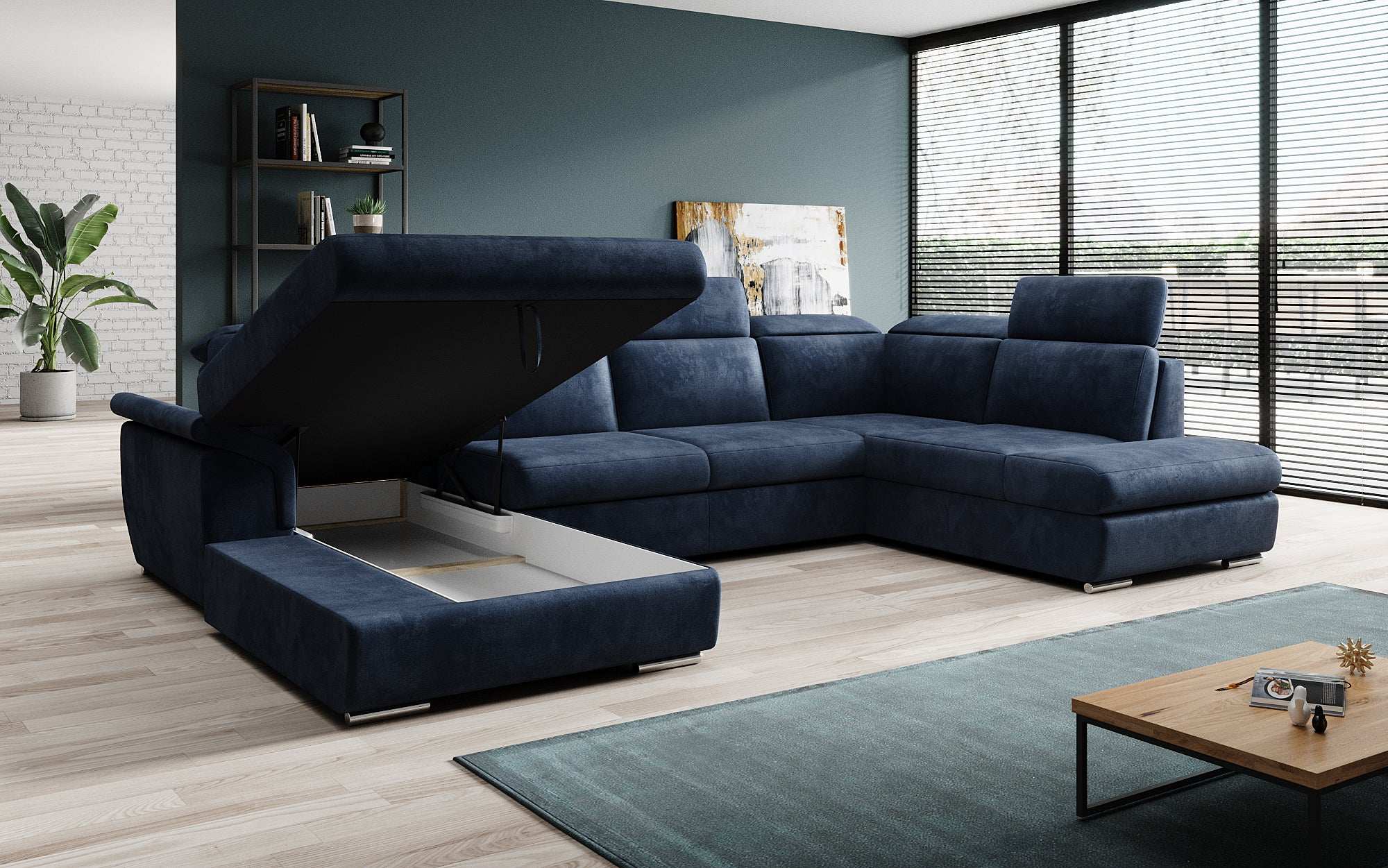 Designer Sofa Emiliano mat Schlof- a Klappfunktioun