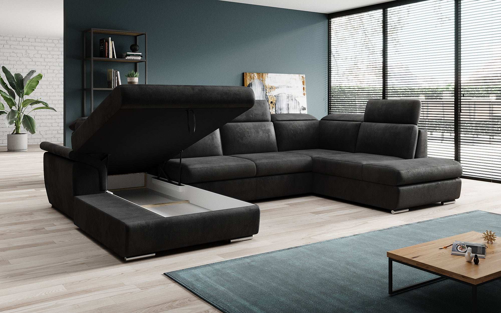 Designer Sofa Emiliano mat Schlof- a Klappfunktioun