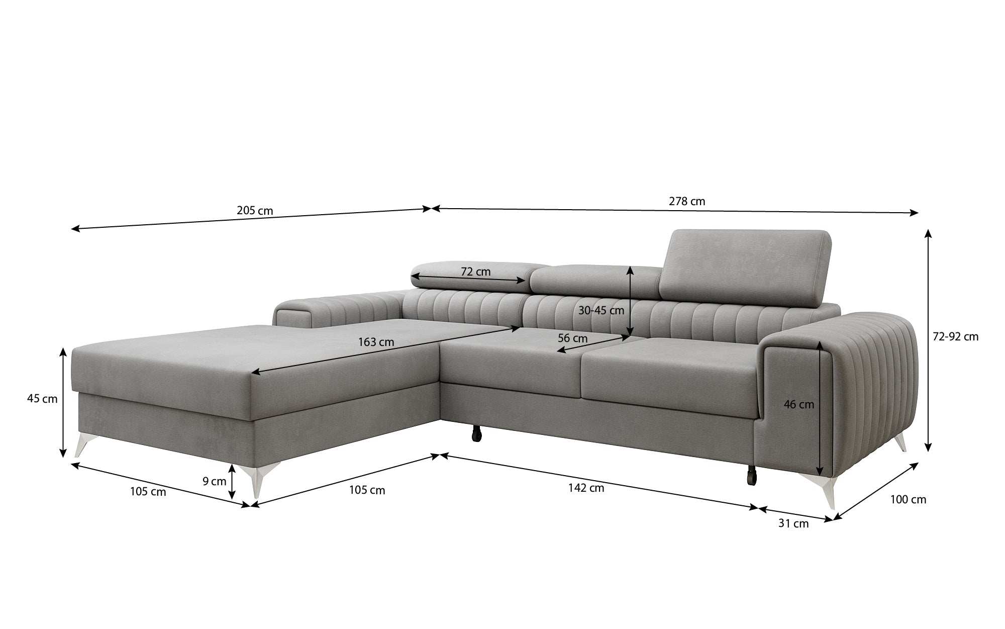 Designer Sofa Melinda mat Schloof- a Klappfunktioun