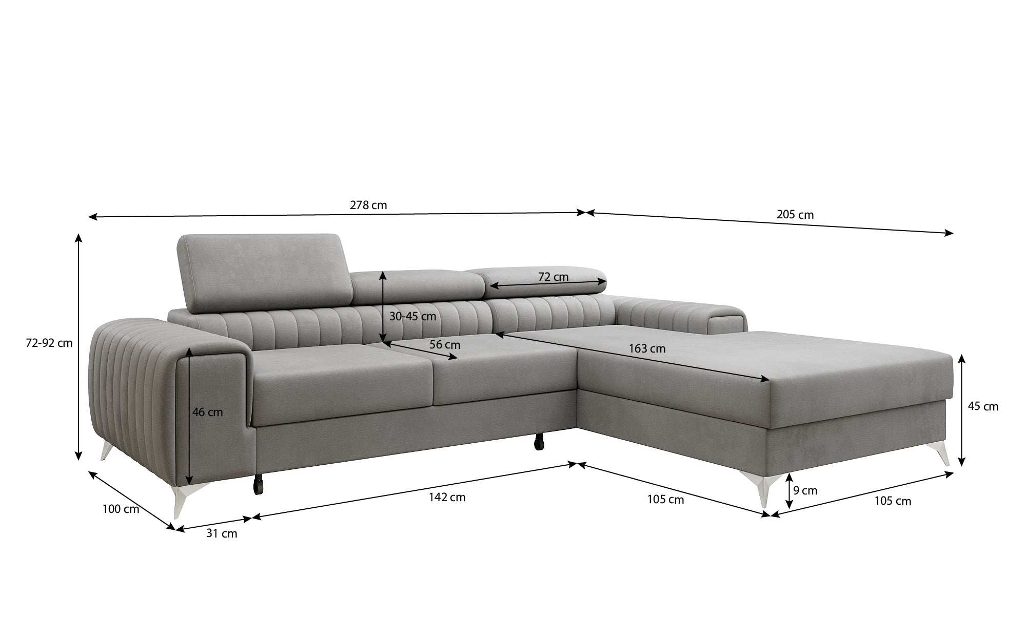 Designer Sofa Melinda mat Schloof- a Klappfunktioun