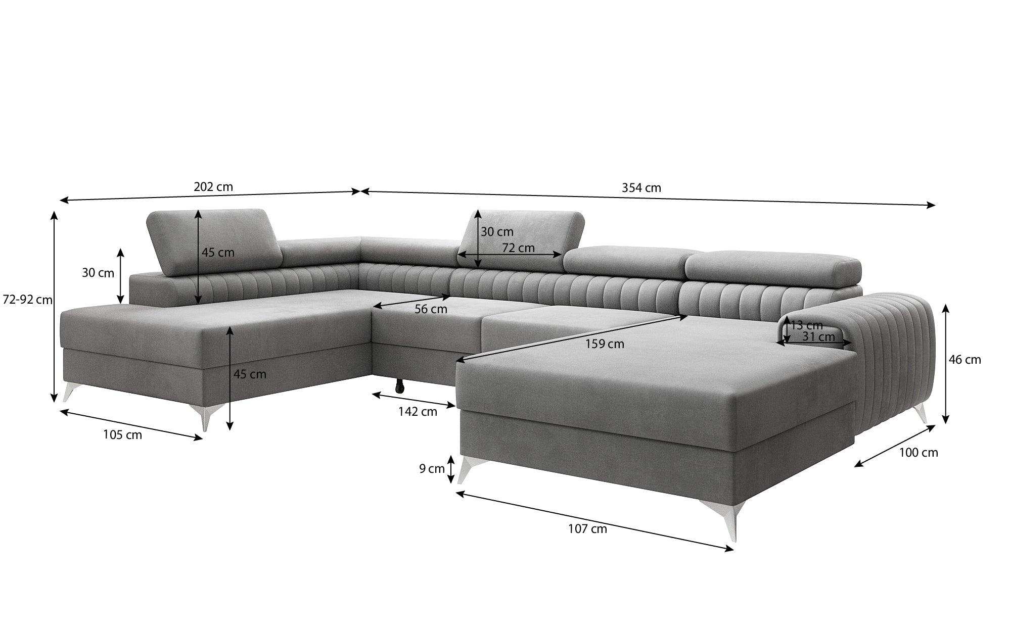 Designer Sofa Collina mat Schlof- a Klapfunktioun
