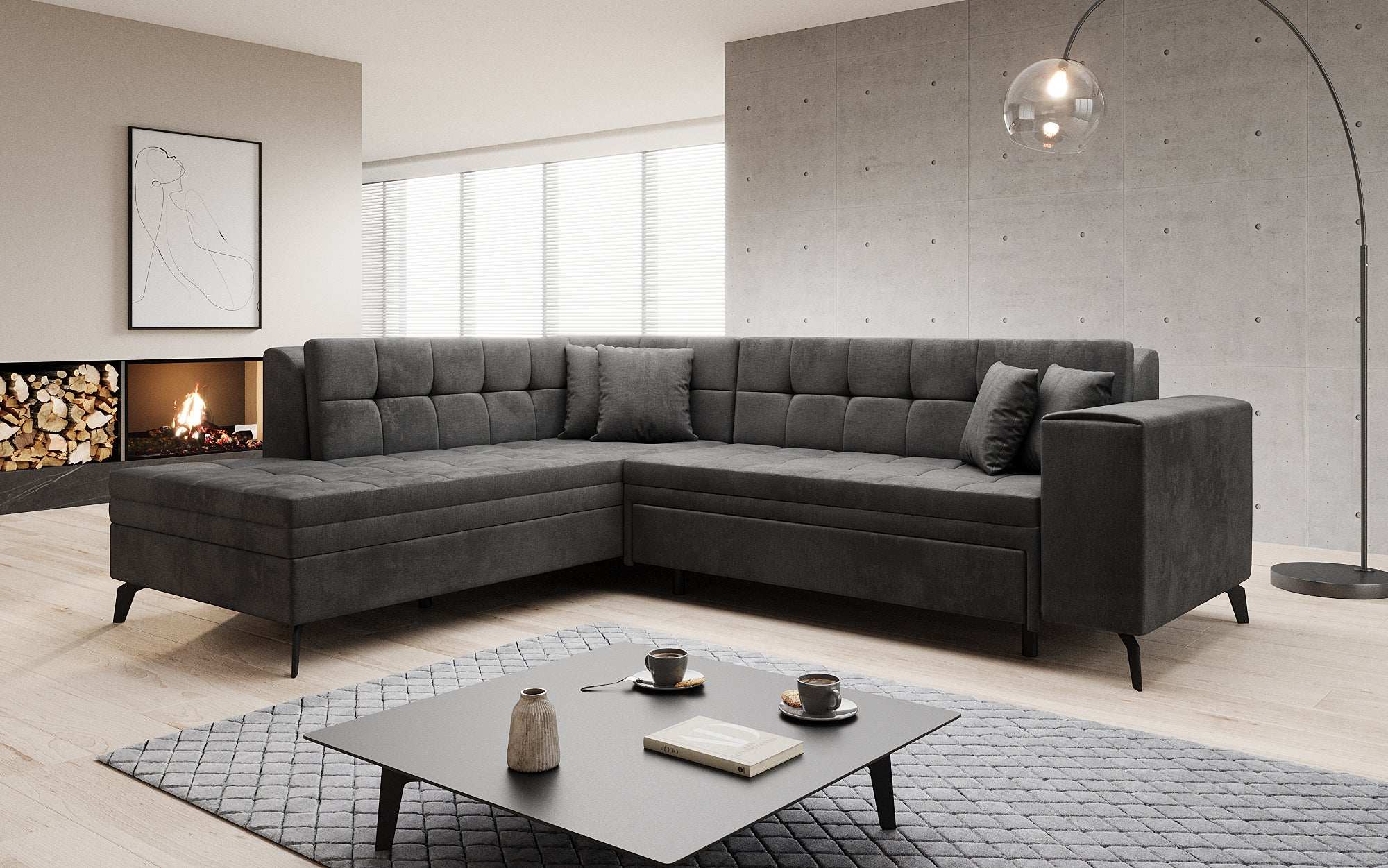 Designer Sofa Lania mat Schlofffunktioun