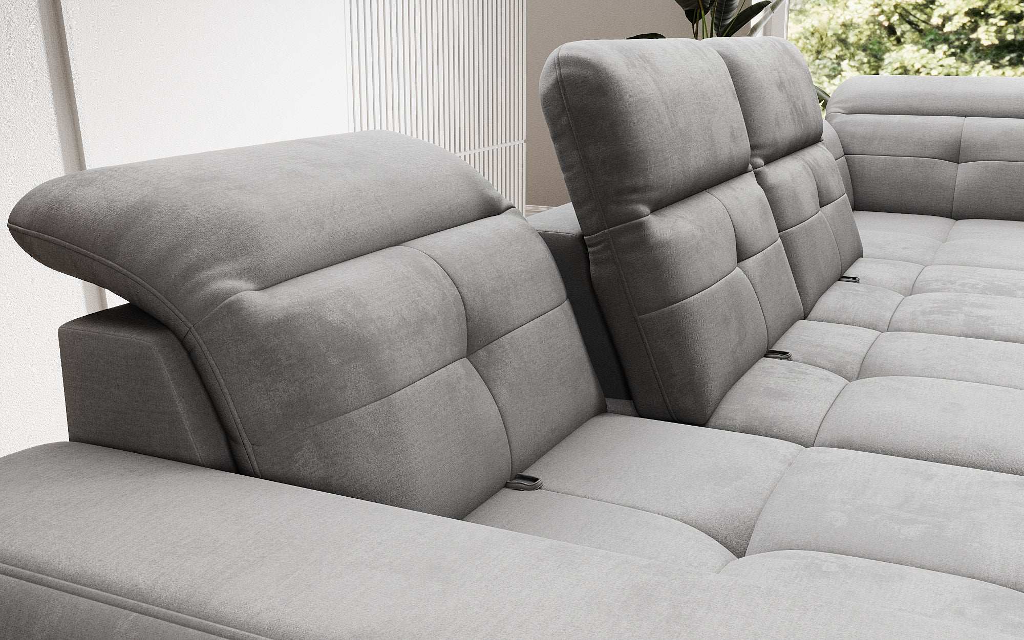 Designer Sofa Nerio mit verstellbarer Kopf- und Rückenlehne