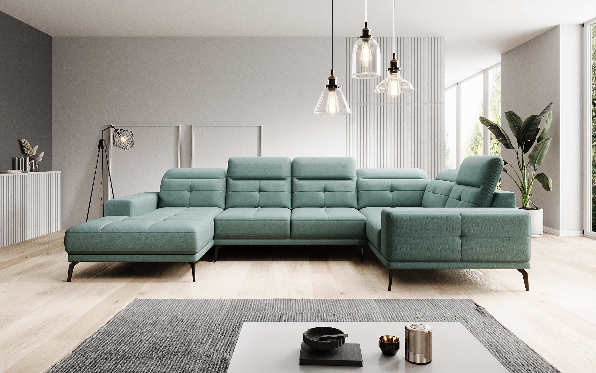 Designer Sofa Nerio mit verstellbarer Kopf- und Rückenlehne