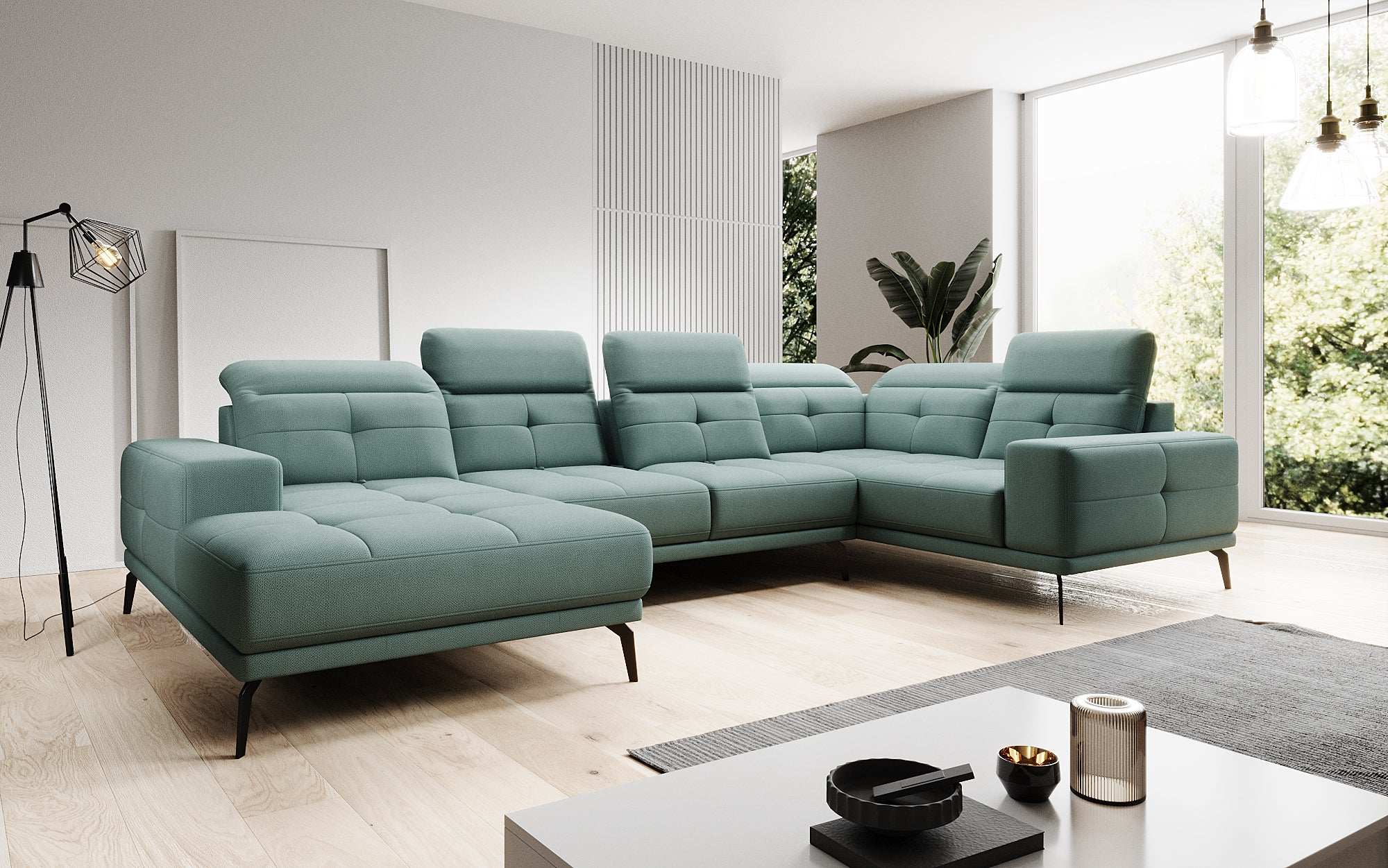 Designer Sofa Nerio mit verstellbarer Kopf- und Rückenlehne