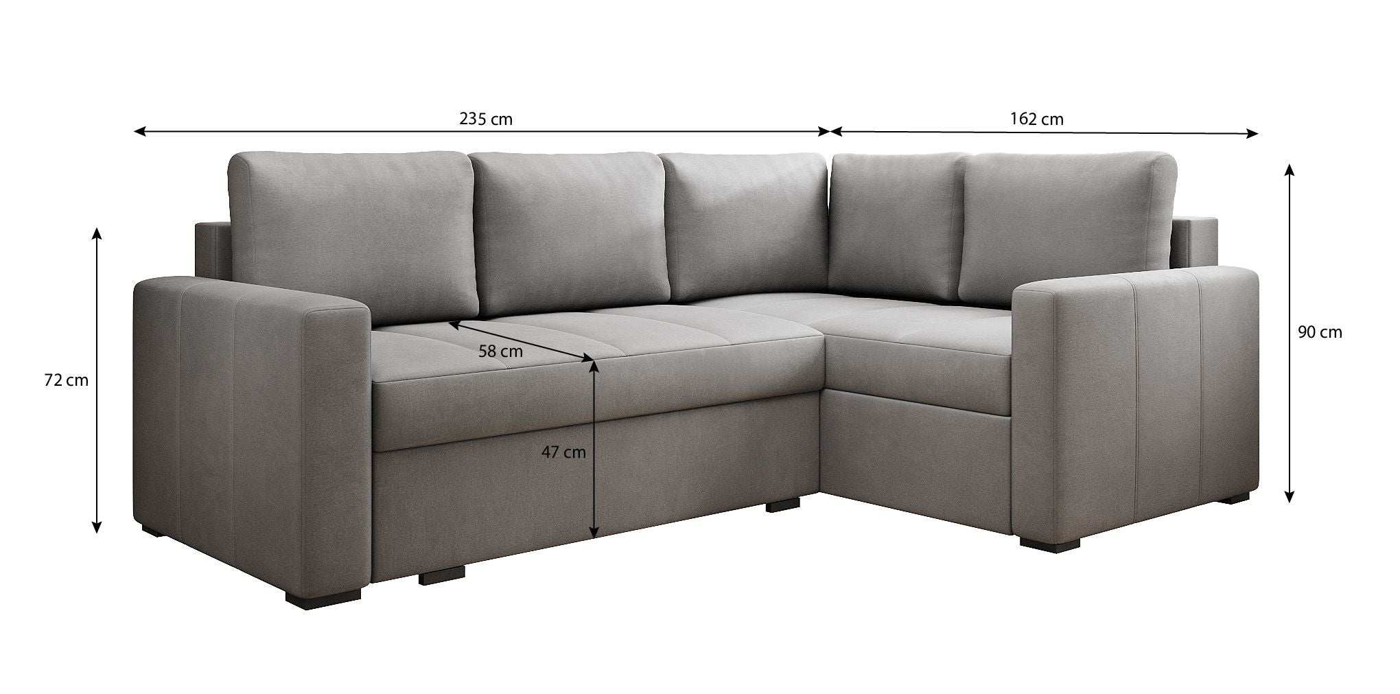 Designer Sofa Cortino mat Schlooffunktioun an Stauraum