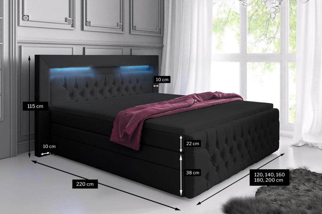 Boxspringbett Sonno mat RGB, USB an Späicherplatz
