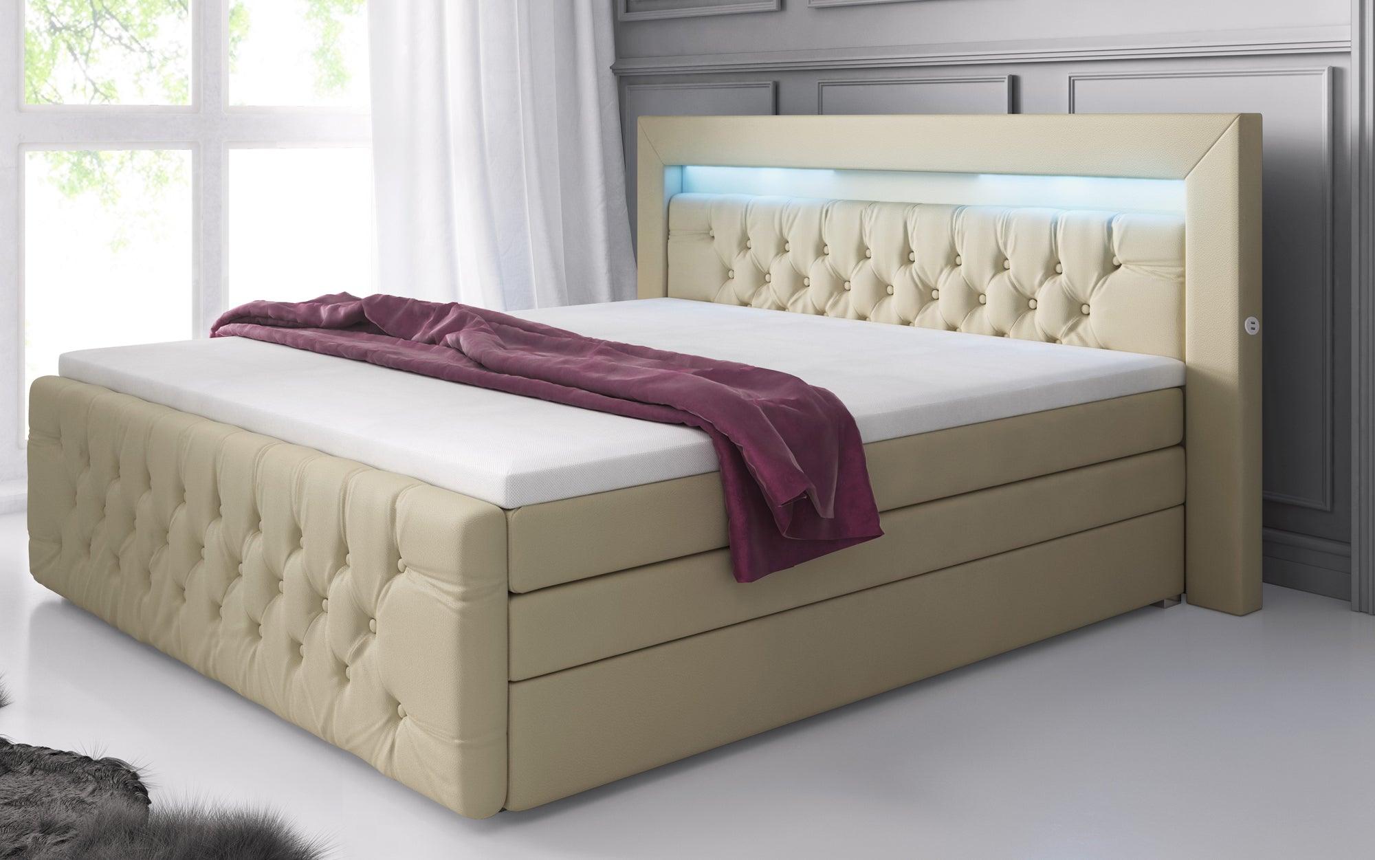 Boxspringbett Sonno mat RGB, USB an Späicherplatz