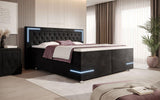 Boxspringbett Carlotta mit LED, Stauraum und USB (Samt) - Luxusbetten24