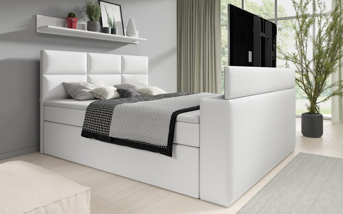Boxspringbett Carre mit TV Lift, USB und Stauraum - Luxusbetten24