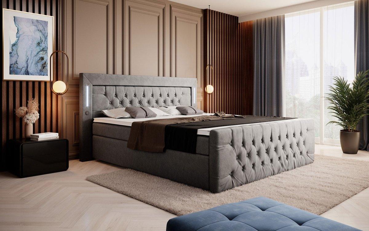 Boxspringbett Elegance mit LED, USB und Stauraum - Luxusbetten24