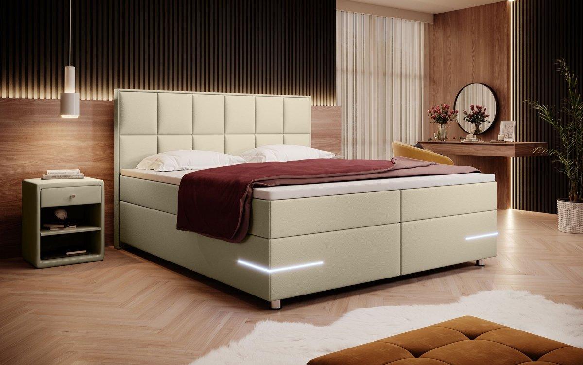 Boxspringbett Milano mit LED (Kunstleder) - Luxusbetten24