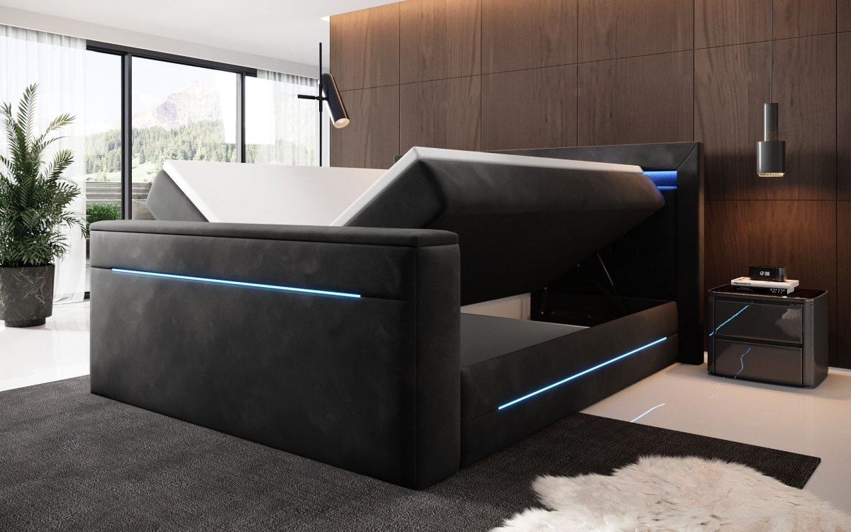 Boxspringbett Pluto mit TV Lift, RGB und Stauraum - Luxusbetten24