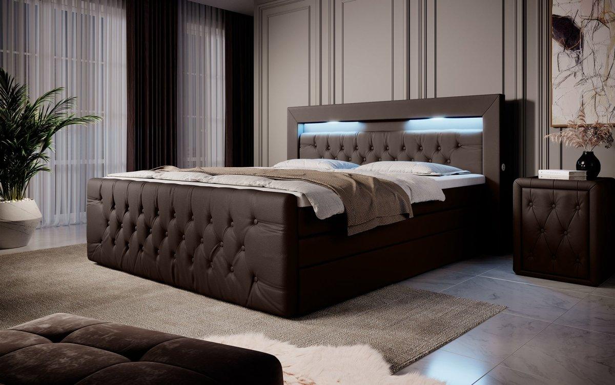 Boxspringbett Sonno mit RGB, USB und Stauraum - Luxusbetten24