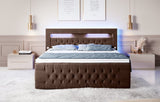Boxspringbett Sunshine mit indirekter Beleuchtung, USB und Stauraum - Luxusbetten24