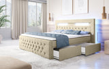 Boxspringbett Sunshine mit indirekter Beleuchtung, USB und Stauraum - Luxusbetten24