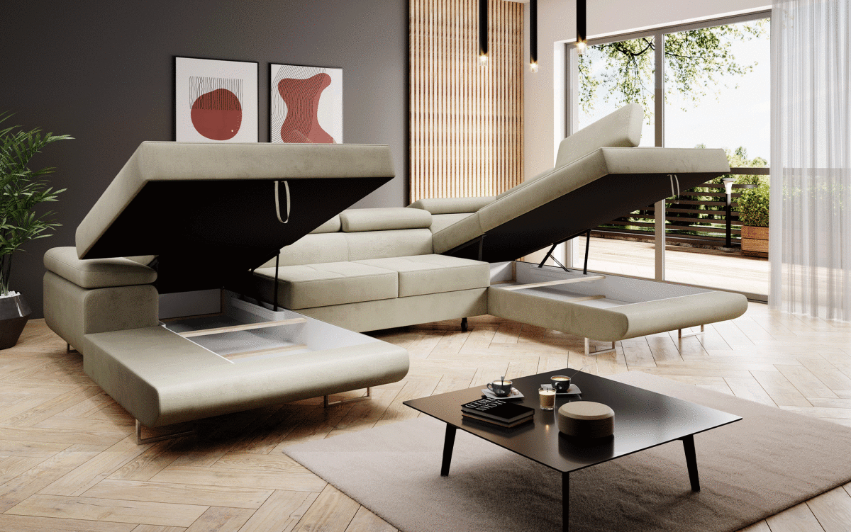 Designer Sofa Lago mit Schlaf - und Klappfunktion (Samt) - Luxusbetten24