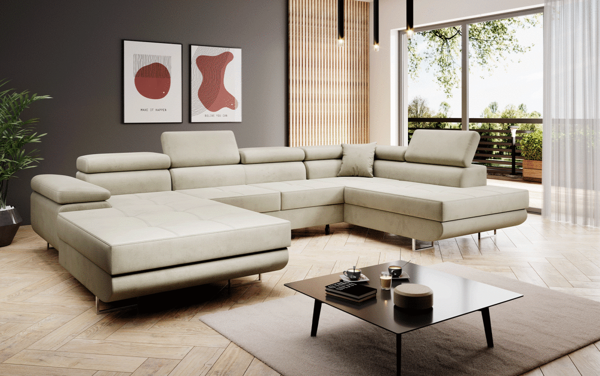 Designer Sofa Lago mit Schlaf - und Klappfunktion (Samt) - Luxusbetten24