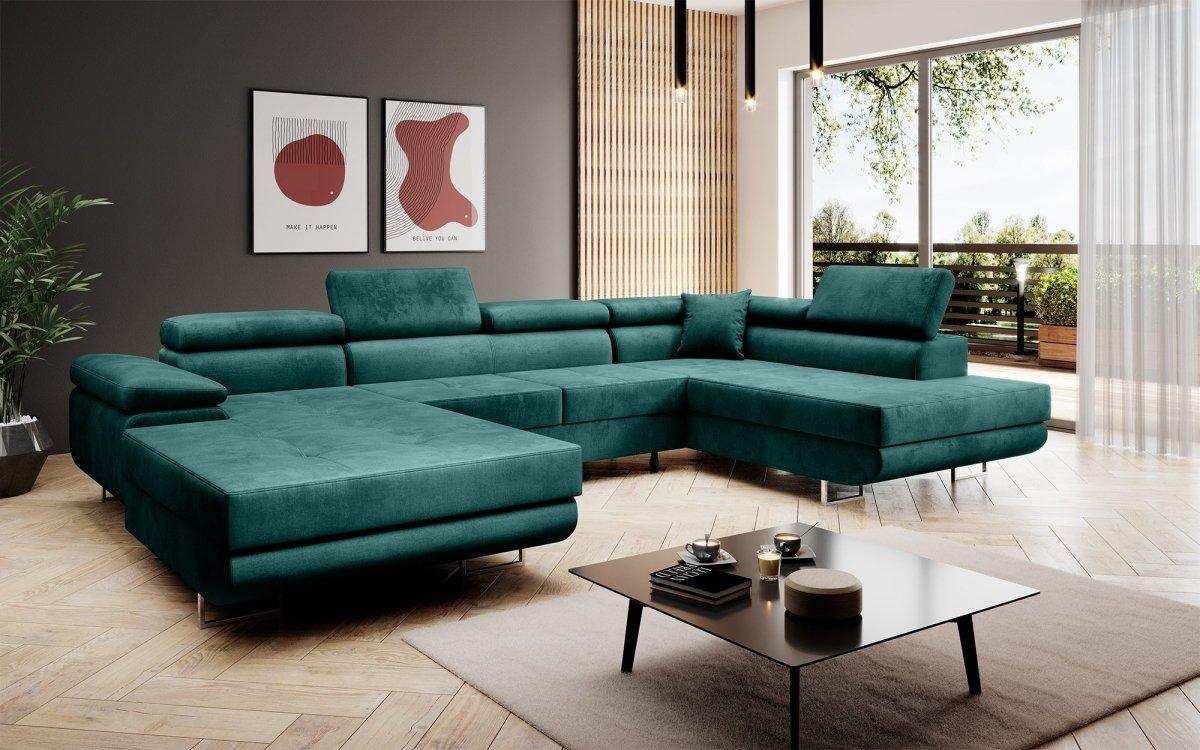 Designer Sofa Lago mit Schlaf - und Klappfunktion (Samt) - Luxusbetten24