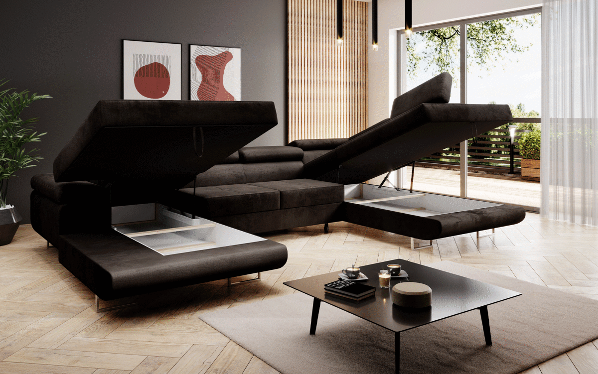 Designer Sofa Lago mit Schlaf - und Klappfunktion (Samt) - Luxusbetten24