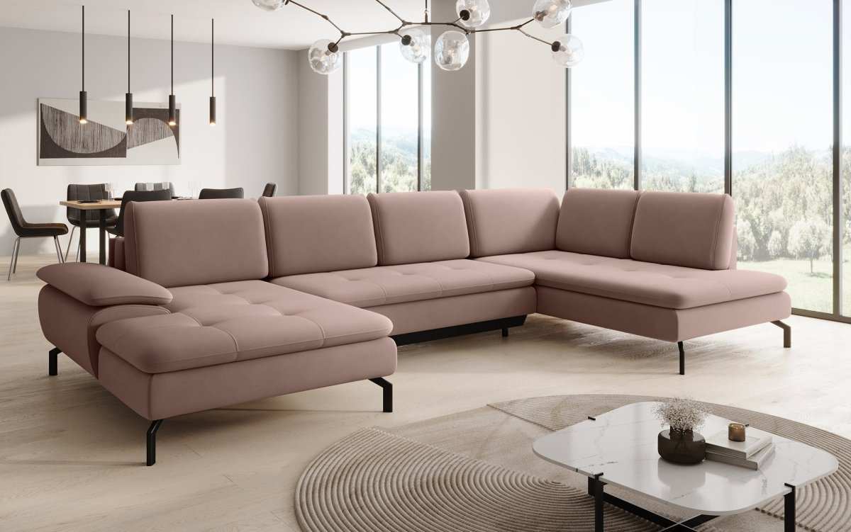 Designer Sofa Verila U mit Schlaf- und Klappfunktion - Luxusbetten24